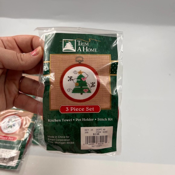 Trim A Home Cross Stitch Christmas Tree Snowflake Kitchen Towel Pot Holder Lot 5 - Picture 6 of 6
